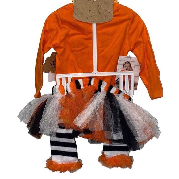 Baby Essentials NWT Halloween Outfit Set- Long Sleeve One Peice- Tulle Tutu- Pum - Picture 3 of 6